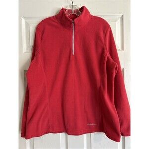 Eddie Bauer Women’s Quarter Zip Pink Fleece Sweater Women's XL